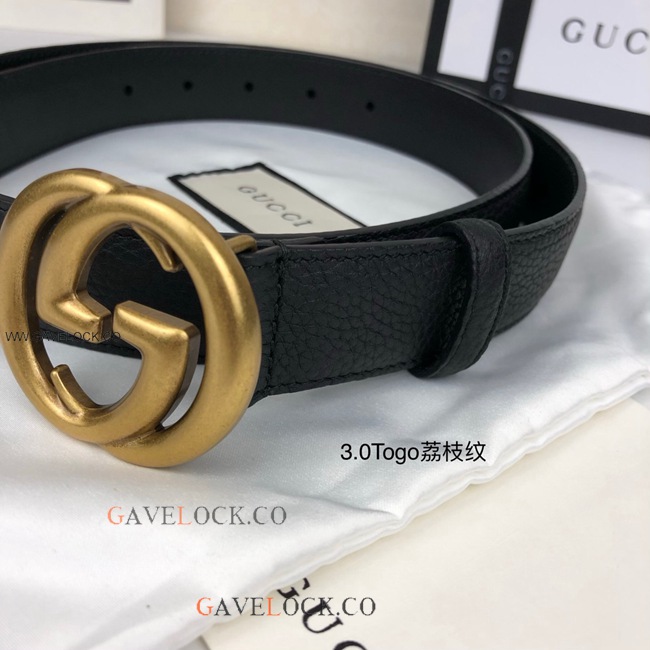 Gucci Togo Leather Belt Retro Gold GG Buckle Size 30mm Gucci Togo Leather Belt Retro Gold GG Buckle Size 30mm